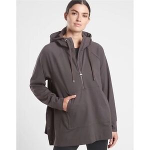Athleta Glacier Handkerchief Poncho Pullover Hoodie Shale Gray Women's Large